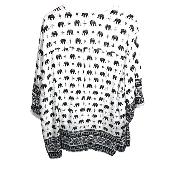 FOREVER 21 Paisley Duster Plus Size 1X Elephant Neutral Thailand Boho Hippie - Picture 5 of 8